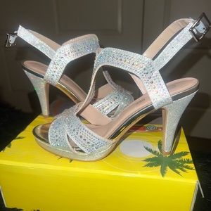 Silver sparkly heels